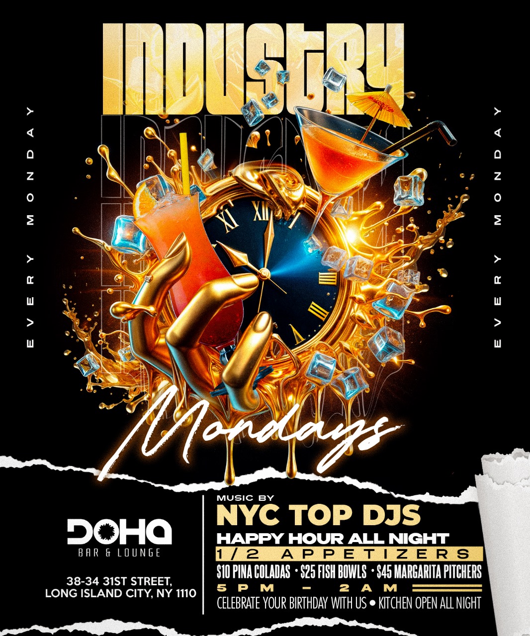 Best Monday Night Party & Dinner in LIC Flyer