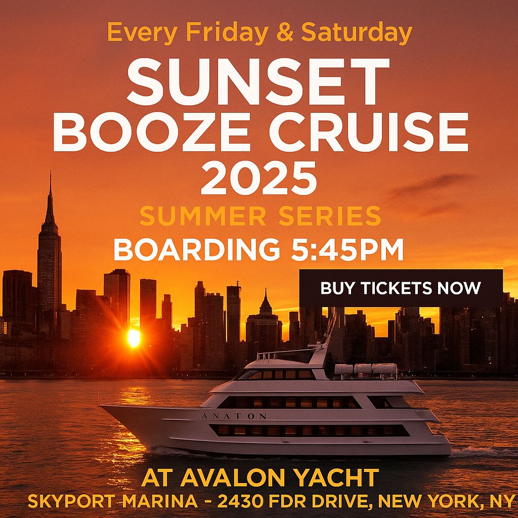 Sunset Booze Cruise NYC 2025 | Friday & Saturday Yacht Parties – MTS Productions
