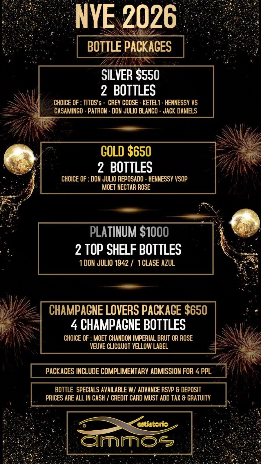 Ammos NYE Bottle Service