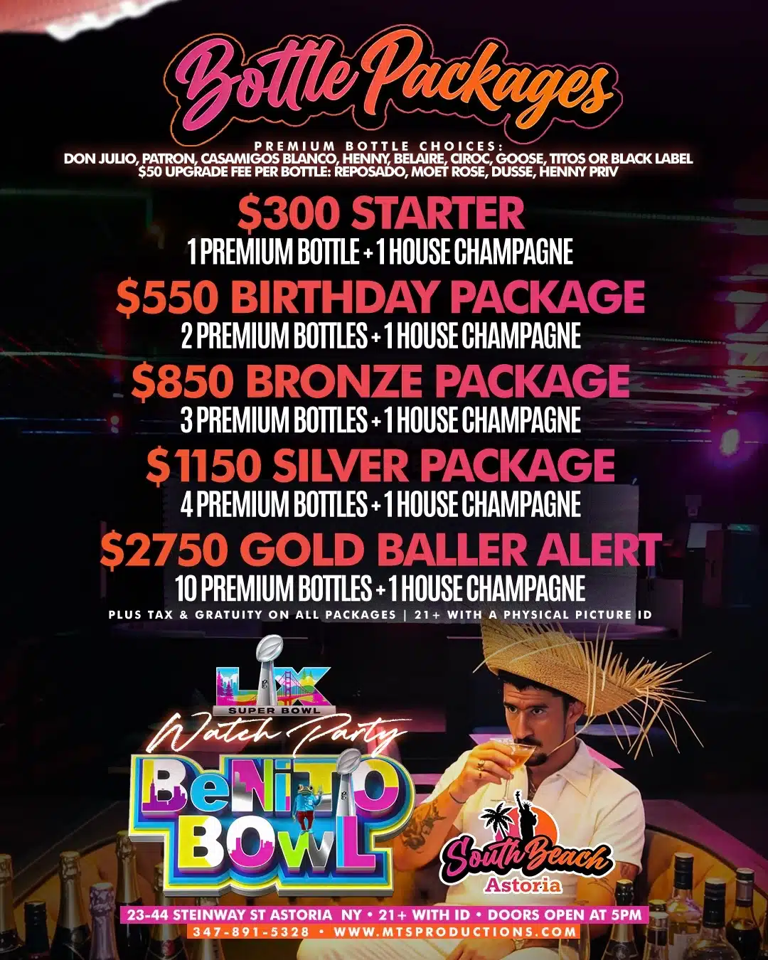 bad bunny super bowl party bottle package