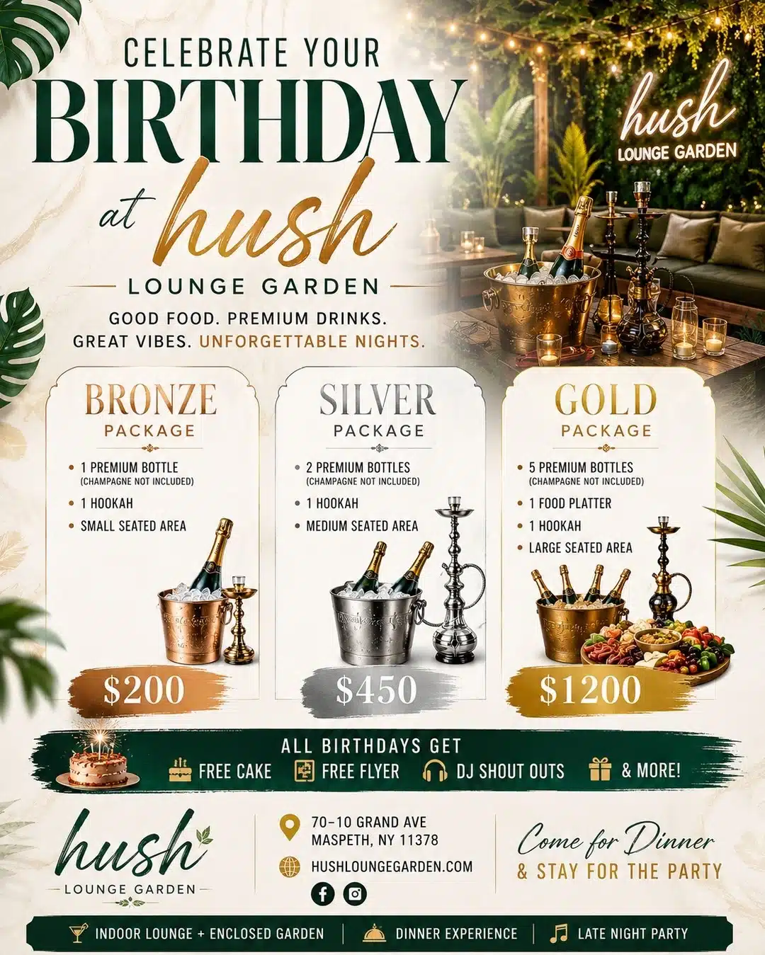 hush lounge birthday packages