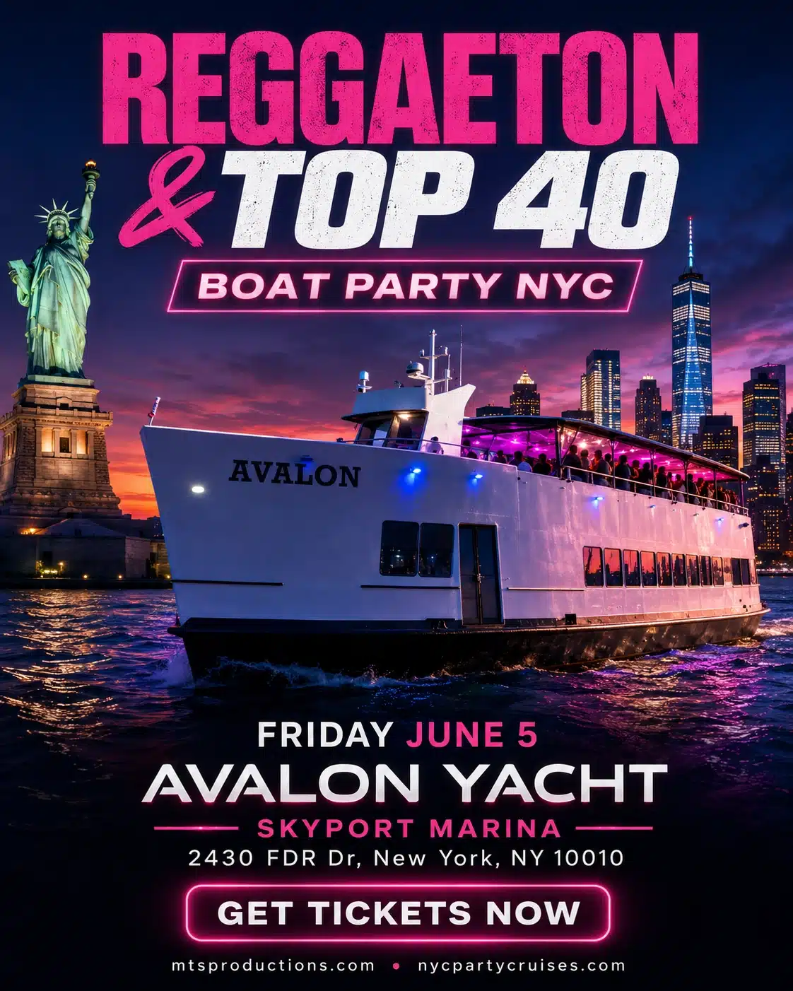 reggaeton & top 40 boat party nyc
